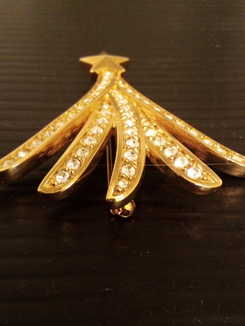 Gold‎ Crystal Starburst Brooch - Women Jewelry